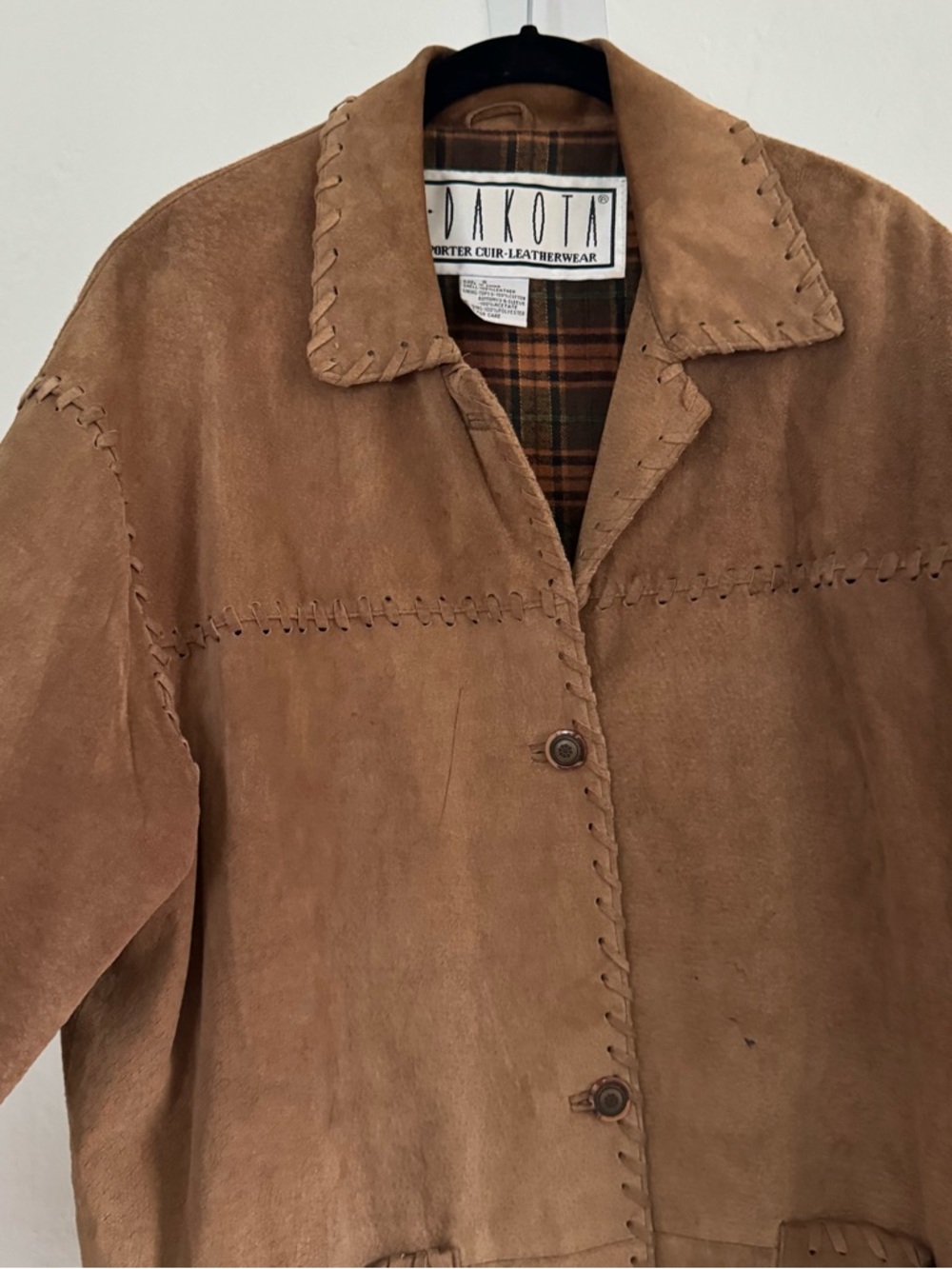 Vintage BB Dakota Tan Brown 100% Suede Leather Jacket Oversized Western Boho - Picture 4 of 13